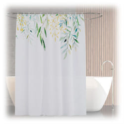 Relaxdays Tenda da Doccia Antimuffa, 180x200 cm, Tendina Vasca da Bagno, 12 Anelli, Poliestere Lavabile, Design Foglie