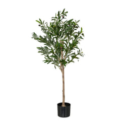 Relaxdays - Albero di Ulivo Finto, Pianta Artificiale Olivo h: 120 cm, Plastica e Pietra, Piantina Interni, Verde Marrone