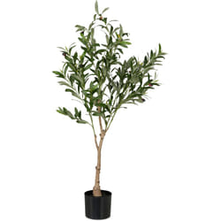 Relaxdays - Albero di Ulivo Finto, Pianta Artificiale Olivo h: 120 cm, Plastica e Pietra, Piantina Interni, Verde Marrone