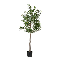 Relaxdays - Albero di Ulivo Finto, Pianta Artificiale Olivo h: 150 cm, Plastica e Pietra, Piantina Interni, Verde Marrone
