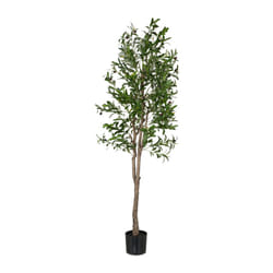 Relaxdays Albero di Ulivo Finto, Pianta Artificiale Olivo H: 180 cm, Plastica e Pietra, Piantina Interni, Verde Marrone