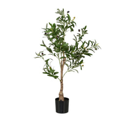 Relaxdays - Albero di Ulivo Finto, Pianta Artificiale Olivo h: 90 cm, Plastica e Pietra, Piantina Interni, Verde Marrone