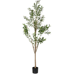 Relaxdays - Albero di Ulivo Finto, Pianta Artificiale Olivo h: 180 cm, Plastica e Pietra, Piantina Interni, Verde Marrone