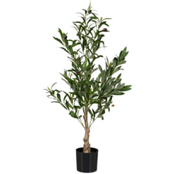 Relaxdays - Albero di Ulivo Finto, Pianta Artificiale Olivo h: 90 cm, Plastica e Pietra, Piantina Interni, Verde Marrone