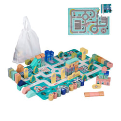 Relaxdays Gioco in Legno per Bambini da 3 Anni, 113 Blocchi da Costruzione, Puzzle Città, Lettere, Numeri, Colorati