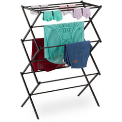 Stendibiancheria Verticale, Stendino Pieghevole a Torre con 11 Aste per Vestiti, 105x73x37 cm, Metallo, Nero - Relaxdays
