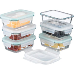 Relaxdays - Contenitore per Alimenti con Coperchio Ermetico, Set da 6 Vaschette da 370 ml, Scatole Meal Prep, Trasparente