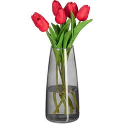 Relaxdays - Vaso in Vetro Decorativo, Vasetto per Fiori da Interno, HxD: 21,5x15 cm, Decorazione Centrotavola, Grigio