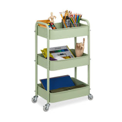 Carrello da Cucina con Ruote, 3 Ripiani, Carrellino Portaoggetti Bagno, Detersivi, 71,5x43,5x29,5 cm, Verde - Relaxdays