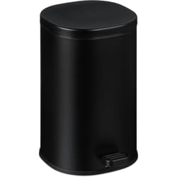 Relaxdays Pattumiera Bagno a Pedale 5 L, Cestino Secchio Interno Rimovibile e Coperchio Ammortizzato, Ferro Opaco, Nero