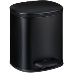 Relaxdays - Pattumiera Bagno a Pedale 5L, Cestino con 2 Secchi Interni Rimovibili, Coperchio Soft-close, Ferro Opaco, Nero