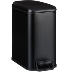 Relaxdays - Pattumiera Bagno a Pedale 5 l, Cestino Secchio Interno Rimovibile e Coperchio Ammortizzato, Ferro Opaco, Nero