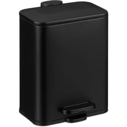 Relaxdays - Pattumiera Bagno a Pedale 5 l, Cestino Secchio Interno Rimovibile e Coperchio Ammortizzato, Ferro Opaco, Nero