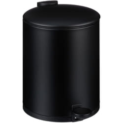 Relaxdays - Pattumiera Bagno a Pedale 5 l, Cestino Secchio Interno Rimovibile e Coperchio Ammortizzato, Ferro Opaco, Nero