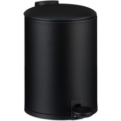 Relaxdays - Pattumiera Bagno a Pedale 3L, Cestino Secchio Interno Rimovibile e Coperchio Ammortizzato, Ferro Opaco, Nero