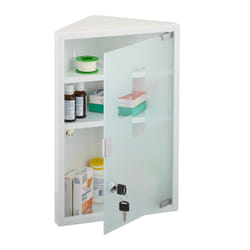 Relaxdays - Armadietto Pronto Soccorso per Medicinali, Cassetta Medicine a Chiave, 3 Scomparti, hlp: 45x30x17,5 cm, Bianco