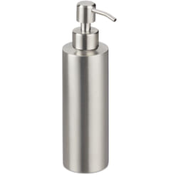 Relaxdays - Dispenser di Sapone Liquido Manuale, 300 ml, Portasapone Ricaricabile, Accessorio Bagno e Cucina, Argentato