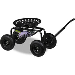 Sgabello Giardinaggio con Ruote, Carrello Portautensili Giardino, Altezza Regolabile, 150 kg, Acciaio, Nero - Relaxdays