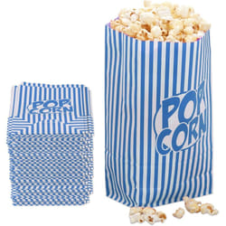 Relaxdays - Sacchetti per Popcorn, Set da 144 Buste di Carta a Righe Retrò, Feste Compleanno Tema Cinema, Box, Blu Bianco
