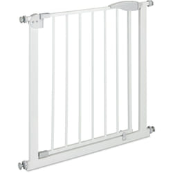 Relaxdays - Cancelletto per Bambini, Barriera Cani e Neonati, Estensibile da 76 a 82 cm, Recinzione Scale, Acciaio, Bianco