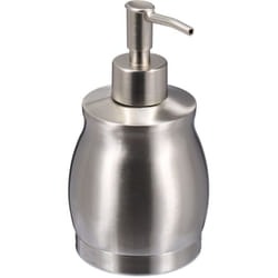 Relaxdays - Dispenser di Sapone Liquido Manuale, 390 ml, Portasapone Ricaricabile, Accessorio Bagno e Cucina, Argentato