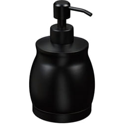 Relaxdays - Dispenser di Sapone Liquido Manuale, 390 ml, Portasapone Ricaricabile, Accessorio Bagno e Cucina, Nero