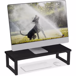 Questo supporto per monitor nero mette ordine sulla scrivania e allo stesso tempo aiuta ad alleviare la tensione del collo. G ...