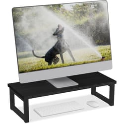 Relaxdays - Supporto per Monitor, Alza Schermo pc per Scrivania, hlp: 15x55x23 cm, Organizer Ufficio, Industriale, Nero