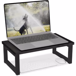Questo supporto per monitor nero mette ordine sulla scrivania e allo stesso tempo aiuta ad alleviare la tensione del collo. G ...
