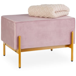 Relaxdays - Panca da Ingresso con Seduta Imbottita in Velluto, hlp: 40 x 60 x 43 cm, Entrata, Camera da Letto, Rosa Oro