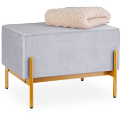 Relaxdays - Panca da Ingresso con Seduta Imbottita in Velluto, hlp: 40 x 60 x 43 cm, Entrata, Camera da Letto, Grigio Oro