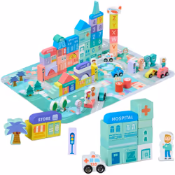 Questi blocchi da costruzione in un grande set offrono ore di divertimento ai piccoli costruttori. Assemblare edifici e proge ...