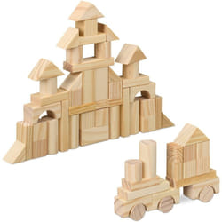 Relaxdays - Gioco in Legno per Bambini da 3 Anni, 100 Blocchi da Costruzione, Mattoncini Impilare, Motricità, Naturale