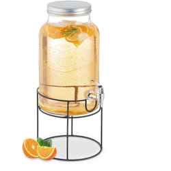 Relaxdays - Dispenser per Bevande con Rubinetto, 6 Litri, Contenitore con Coperchio, Erogatore con Supporto, Trasparente