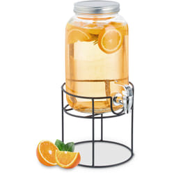 Relaxdays - Dispenser per Bevande con Rubinetto, 3,3 Litri, Contenitore con Coperchio, Erogatore con Supporto, Trasparente