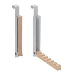 Relaxdays - Appendiabiti da Porta Pieghevole, 6 Ganci per Appendere Grucce, per Porte Spesse 2 cm, Metallo e Legno, Grigio