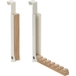 Relaxdays - Appendiabiti da Porta Pieghevole, 6 Ganci per Appendere Grucce, per Porte Spesse 2 cm, Metallo e Legno, Beige