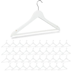 Relaxdays Grucce Appendiabiti, Set 40 Appendini con Barra Appendi Pantaloni e Gonne, Giacche, Ganci 360°, Legno, Bianco