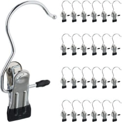 Relaxdays - Grucce Appendi Stivali, Set 25 Appendini Portastivali in Ferro con Clip, Mollette Gommate, Ganci 360°, Argento