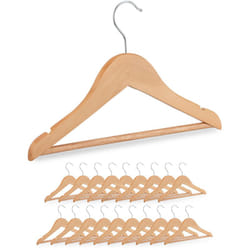 Relaxdays - Grucce per Bambini, Set 20 Appendiabiti da Armadio Cameretta Bimbi, Stampelle Attaccapanni in Legno, Naturale