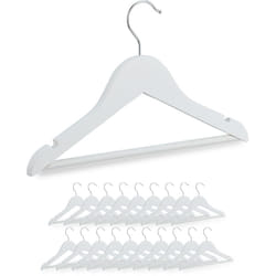 Relaxdays - Grucce per Bambini, Set 20 Appendiabiti da Armadio in Cameretta Bimbi, Stampelle Attaccapanni in Legno, Bianco