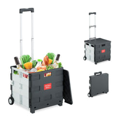 Relaxdays Carrello per Spesa Pieghevole, regge 35 kg, Manico Telescopico e Coperchio, Carrellino Portaspesa, Bianco