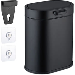 Relaxdays Cestino da Bagno, con Adesivo da Muro o Gancio per Anta, Pattumiera 5 L, Secchio Interno, in Ferro, Nero