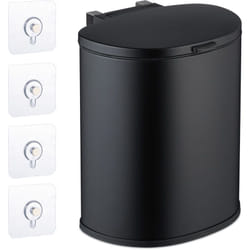 Pattumiera da Appendere in Cucina, Cestino da da 9 l, Secchio per Umido Estraibile, con Coperchio, Ferro, Nero - Relaxdays