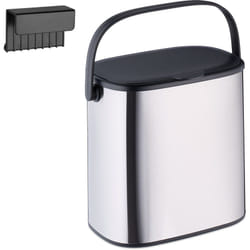 Relaxdays - Cestino da Bagno, Pattumiera con Gancio per Anta, Cesto con Secchio Interno da 5 l e Maniglia, Ferro, Argento