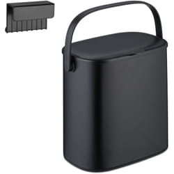 Relaxdays - Cestino da Bagno, Pattumiera con Gancio per Anta, Cesto con Secchio Interno da 5 l e Maniglia, in Ferro, Nero