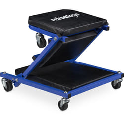 Carrello Sotto Auto da Meccanico, Sgabello Officina con Ruote a 360°, 150 kg, Pieghevole, Acciaio, Nero Blu - Relaxdays