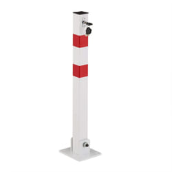 Relaxdays - Dissuasore di Parcheggio, Paletto Abbassabile, Acciaio, con Strisce Riflettenti, hlp 65x15x13 cm, Bianco Rosso