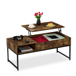 Tavolino da Salotto Contenitore, Tavolo Basso da Caffè con Scomparto Portaoggetti, hlp: 45x110x50 cm, Marrone - Relaxdays