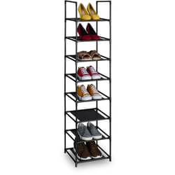 Scarpiera a 8 Ripiani in Stoffa, Scaffale Slim HxLxP: 140 x 33 x 33 cm, Portascarpe Salvaspazio a Colonna - Relaxdays